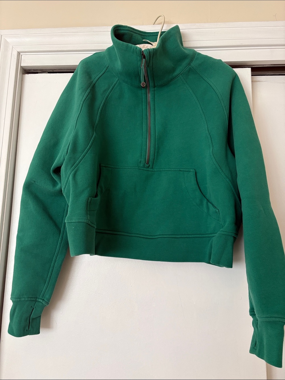 Lululemon Green Half-Zip Cropped Pullover Sweatshirt Sz. 10
